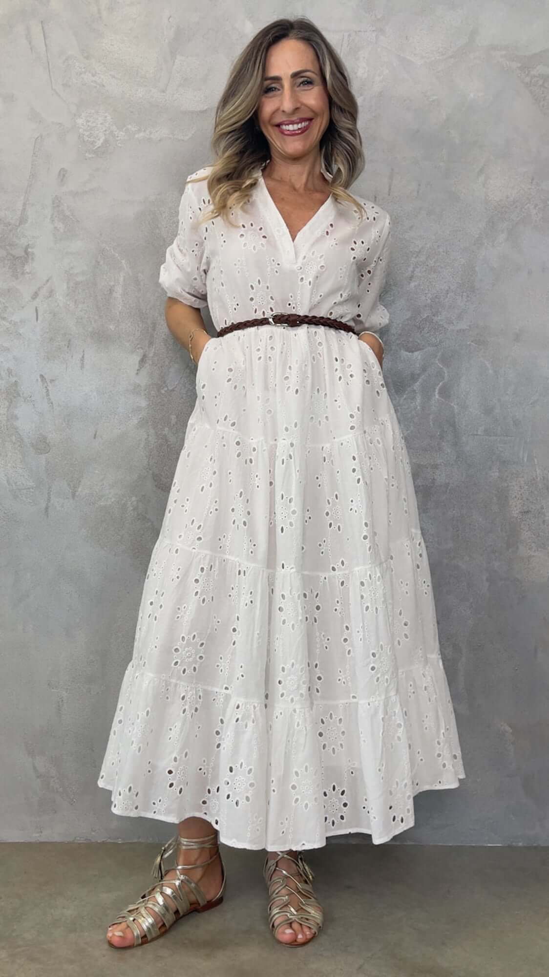 Vestito Lungo Abito Sangallo Motivi Pizzo Motivi Abito Lungo Motivi Abito Lungo In Sangallo Vestito