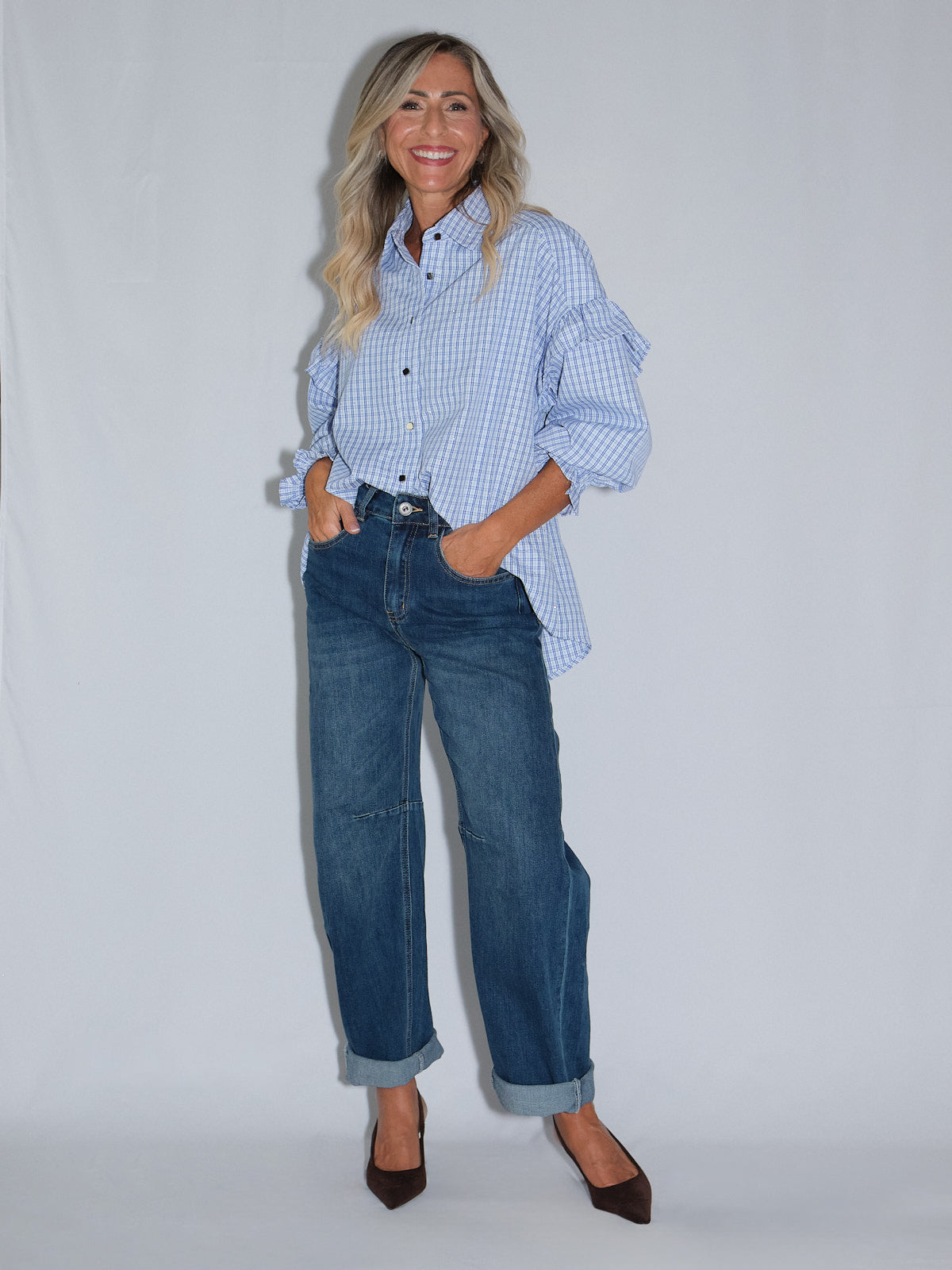 Camicia a quadretti con Swarovski