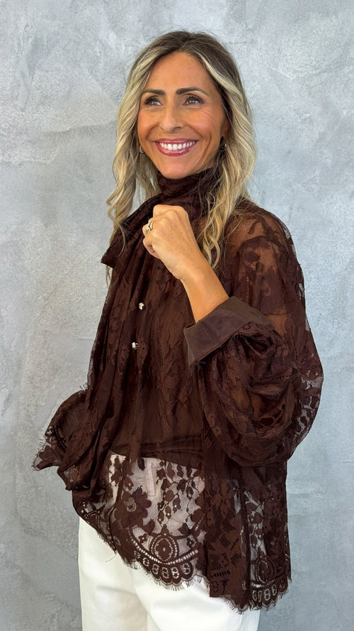 BLUSA IN PIZZO CON FIOCCO