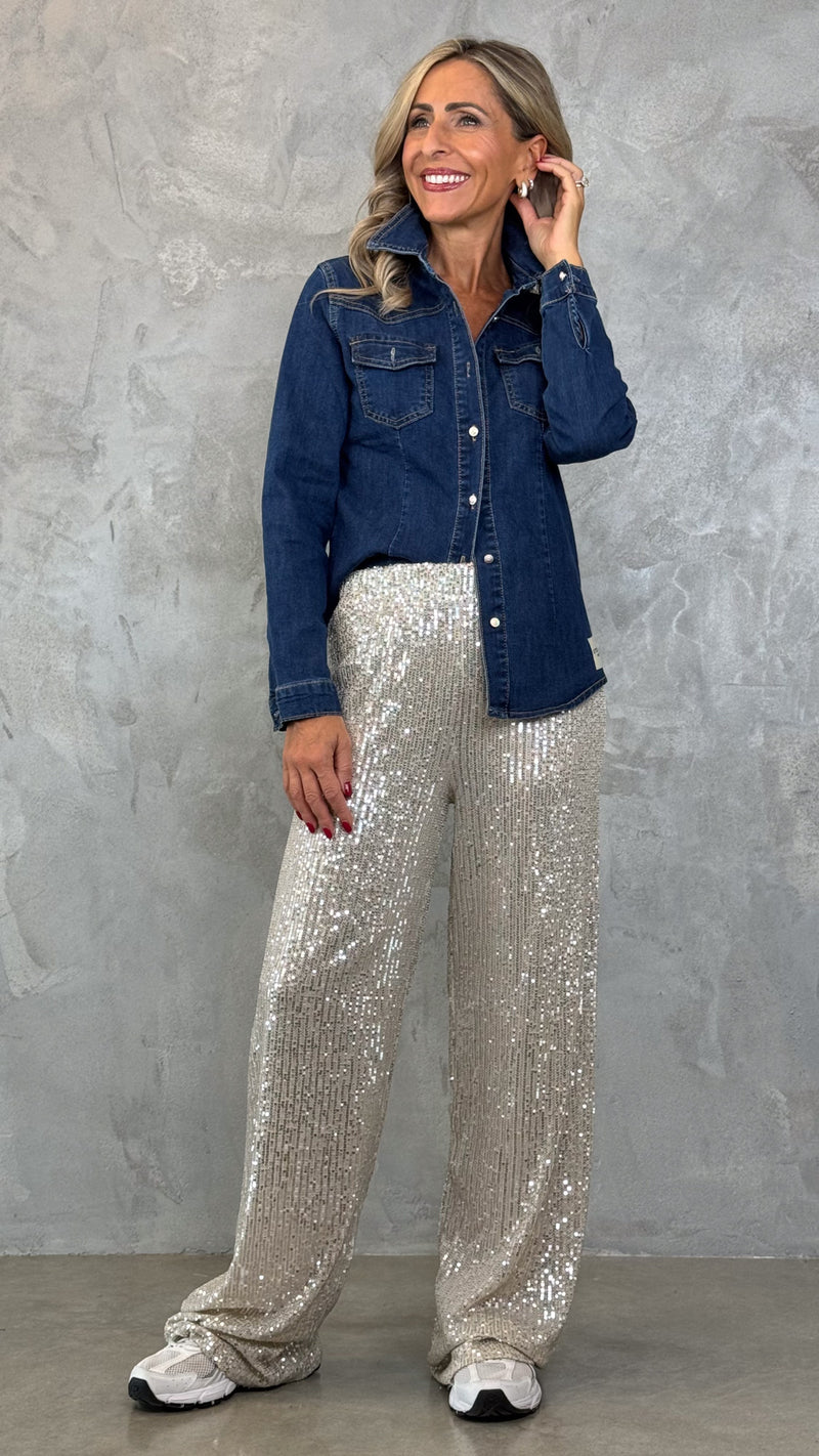 PANTS IN MICRO SEQUINS