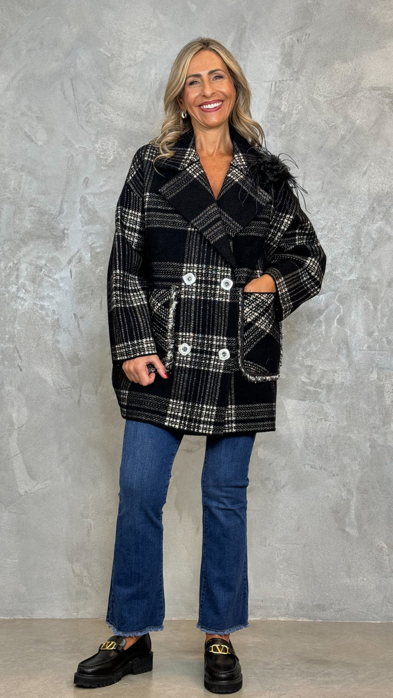 DOUBLE-BREASTED CHECK COAT