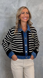 CARDIGAN WITH JEANS INSERTS