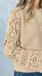 LACE EFFECT SLEEVE CARDIGAN