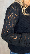 LACE EFFECT SLEEVE CARDIGAN