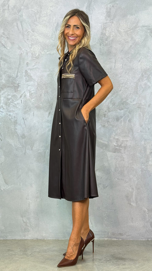 CHEMISIER IN ECOPELLE MEZZAMANICA