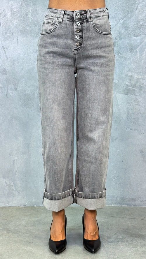 JEANS PALAZZO GRIGIO