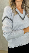 V-NECK SWEATER WITH SWAROVSKI