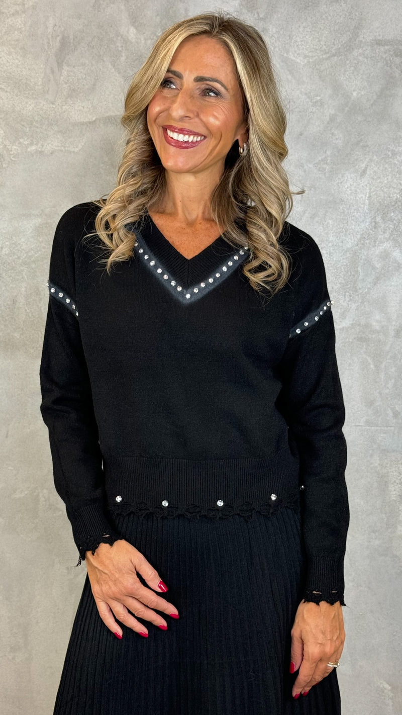 V-NECK SWEATER WITH SWAROVSKI