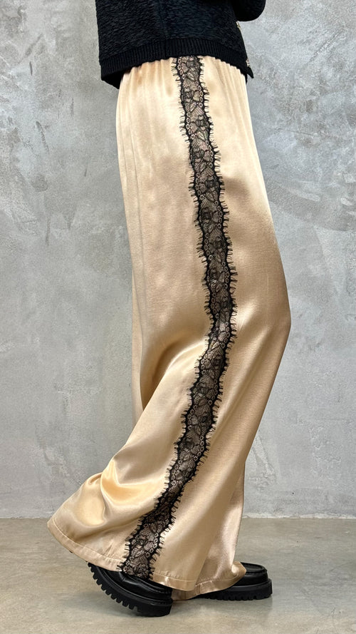 PANTALONE PALAZZO CON PIZZO